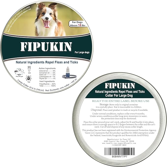 Flea and Tick Collar for Large Dogs, 1‑Pack | Dual‑Action Protection with Built‑in Repellent Drops, 8‑Month Waterproof Design | Natural Essential Oils, No Harsh Chemicals