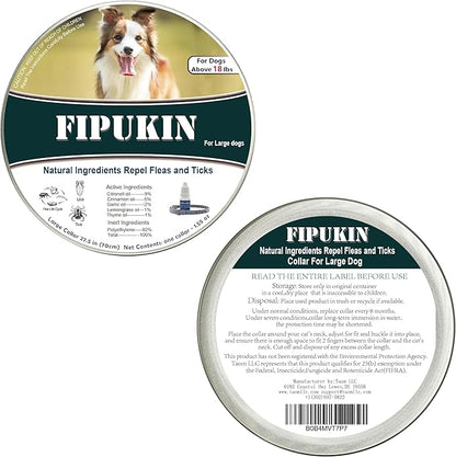 Flea and Tick Collar for Large Dogs, 1‑Pack | Dual‑Action Protection with Built‑in Repellent Drops, 8‑Month Waterproof Design | Natural Essential Oils, No Harsh Chemicals