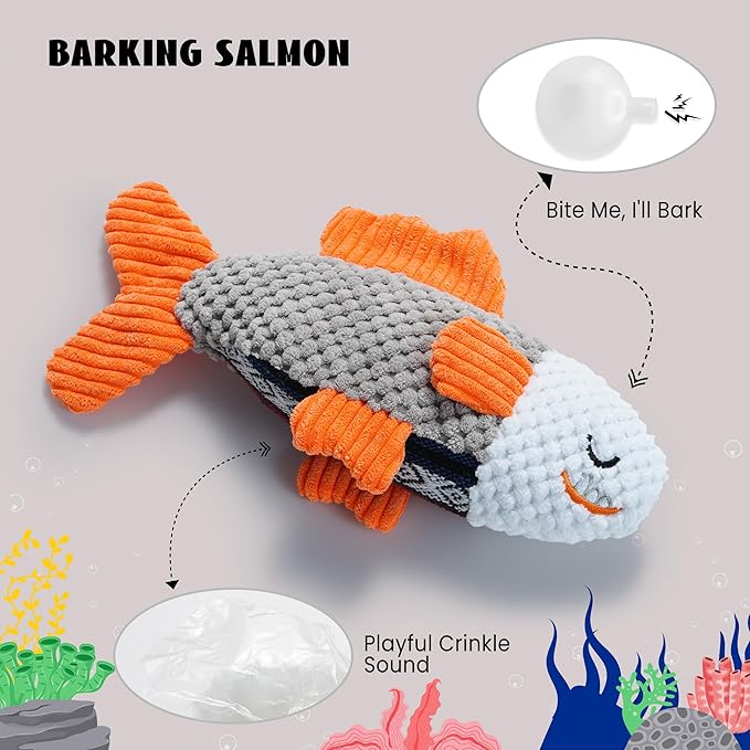 Nocciola Crinkle Squeaky Octopus Dog Toy - Ocean Theme Stuffed Interactive Rope Toys for Small, Medium & Large Dogs, Durable for Aggressive Chewers (Crab)