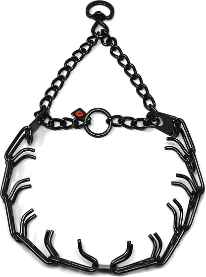 Herm Sprenger Black Stainless Steel Prong Dog Training Collar with Swivel Pet Pinch No-Pull for Dogs Anti Pull 3.2 mm x 23 in