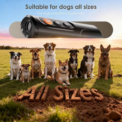 Dog Bark Deterrent Device & Anti Barking Device for Dogs, 50FT Ultrasonic Dog Trainer - Silent to Humans, Safe, Humane, Long-Lasting Rechargeable Black Handheld with LED, Indoor/Outdoor