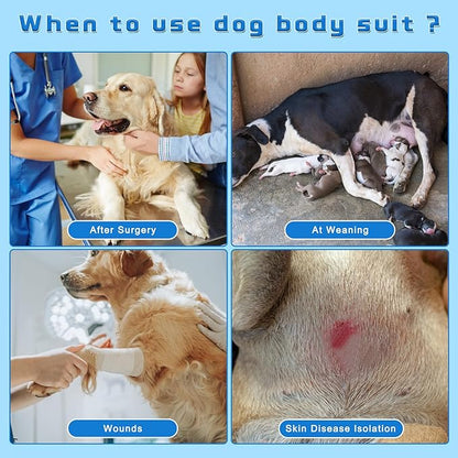 2 Packs Breathable Cotton Dog Recovery Suit for After Neuter Spay Abdominal Wounds Protector, Professional Anti-Licking Onesies for Male Female Pets Surgery Bandages, L Black Grey Pure
