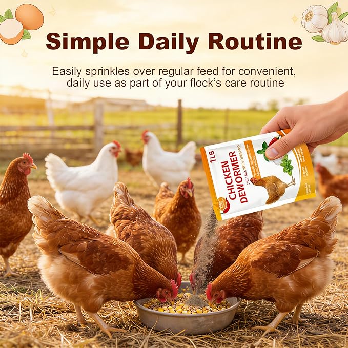 Natural Chicken Dewormer with Chili Powder, Herbal Poultry Care Blend, Safe for Laying Hens, 1 lb Bag