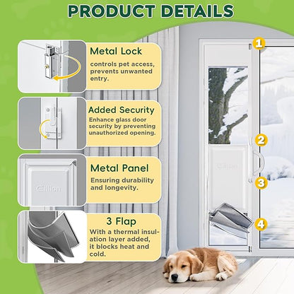 3 Flap XLarge Dog Door for Sliding Glass Door, Openable Pet Door for Sliding Glass Doors, Adjustable 91 7/16" to 96" Slider Height-Pets Up to 220 Lb (Extra Large Size)