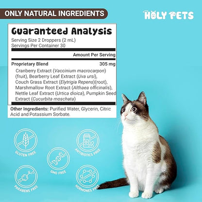 Natural UTI Medicine for Cats & Dogs, Urinary Tract Infection Treatment, Antibiotic Supplement for Pets - Helps with Bladder & Kidney Health, Flow, PH & Overall Function - All Natural