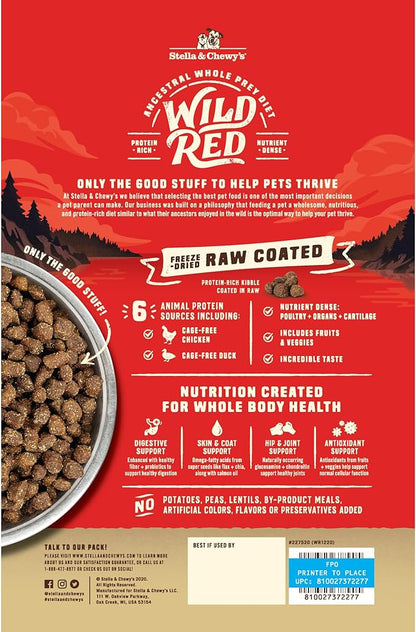 Stella & Chewy's Wild Red Dry Dog Food Raw Coated High Protein Wholesome Grains Prairie Recipe, 3.5 lb. Bag