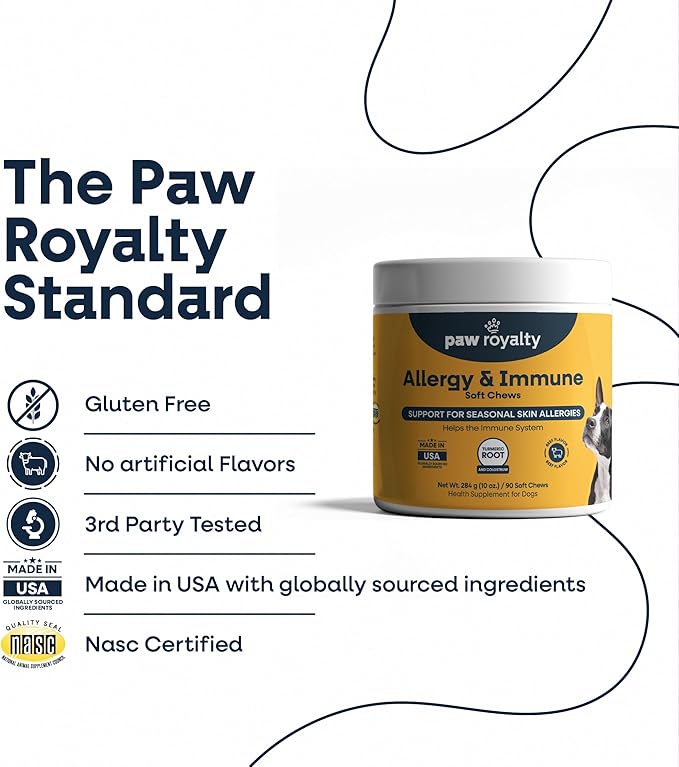 Allergy & Immune Support for Dogs | Colostrum, Postbiotics, Quercetin & Turmeric for Seasonal Allergy Relief & Skin Health | Dog Immune System Supplement | Beef Flavor Soft Chews, 90 Count