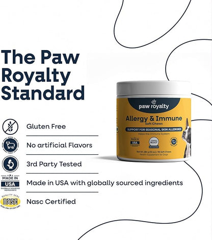 Allergy & Immune Support for Dogs | Colostrum, Postbiotics, Quercetin & Turmeric for Seasonal Allergy Relief & Skin Health | Dog Immune System Supplement | Beef Flavor Soft Chews, 90 Count