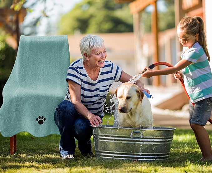 Puomue Microfiber Dog Towels for Drying Dogs, Super Absorbent and Soft Pet Grooming Towel, 40 Inch X 23.6 Inch, Perfect for Large, Medium or Small Dogs, Lake Blue