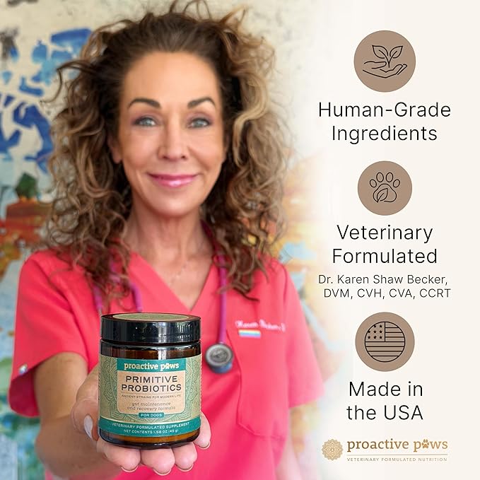 PROACTIVE PAWS Primitive Probiotics for Dogs – Species-Specific & Soil-Based Dog Probiotic Supplement for Gut Health, Digestion, Immune & Calming Support