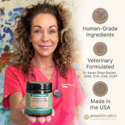 PROACTIVE PAWS Primitive Probiotics for Dogs – Species-Specific & Soil-Based Dog Probiotic Supplement for Gut Health, Digestion, Immune & Calming Support