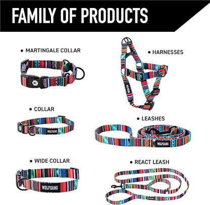 Wolfgang Heavy Duty Martingale Dog Collar with Quick Release Nylon Buckle for Walking & Training, Quetzal Print, Medium