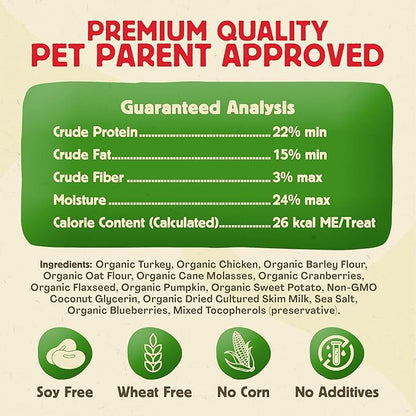 Chewmasters Organic Turkey Jerky with Chicken Dog Treat for All Life Stages - Fresh and Healthy Turkey Dog Treats - High Protein, Real Meat Snack, Grain Free, by-Product Free - USA Made, 2lb