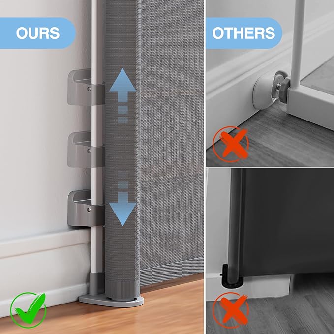 PRObebi Retractable Baby & Dog Gate - Extends to 54" Wide, 34" Tall - Stair, Doorway & Hallway Use