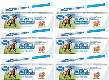 Ivermectin Horse Paste 1.87% – Apple Flavored Oral Dewormer for Horses, 6-Pack