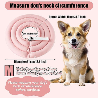 Soft Dog Cone Collar - Adjustable Comfy Recovery Cone for Medium Dogs After Surgery to Stop Licking, Waterproof Elizabethan Protective Neck Donut Collar Alternative for Pet Cat Puppy (Pink, M)