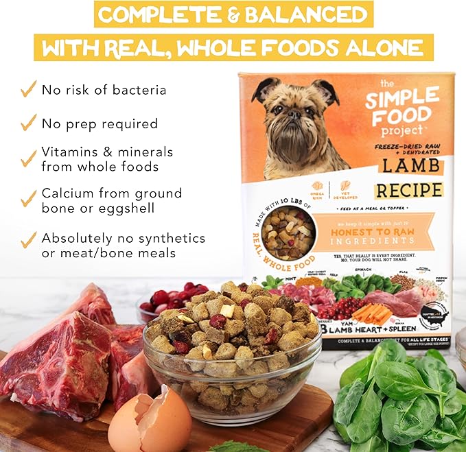Simple Food Project - Lamb Recipe - Freeze Dried Raw Food for Dogs - 96oz