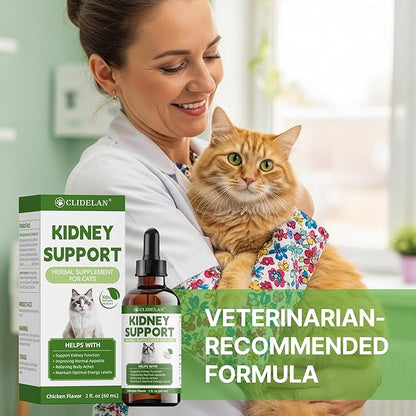 Cat Kidney Support – Kidney Support Supplement for Cats Feline Health, Fluid Balance & Appetite, Veterinarian-Formulated Herbal Supplement 2 fl oz–for Normal Kidney Cleanse and Essential Kidney Care