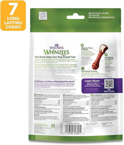Whimzees Wellness Daily Brushzees Dog Dental Treats, Natural Chews, Medium Size Stick, (7 Count) (Pack of 2)