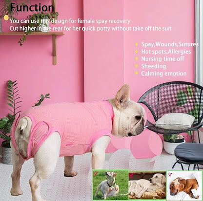 Recovery Suit for Dogs,Dog Cone Alternative Zipper Surgery Suit Female Spay,Soft Dog Surgery Suit for Anti Licking,Breathable Surgical Suit for Dogs Female Spay