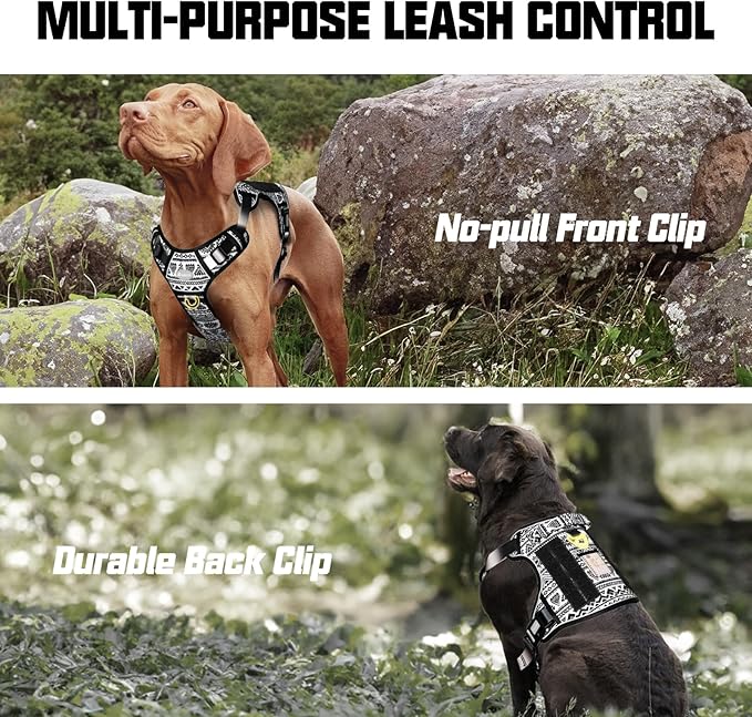 AUROTH Tactical Dog Harness for Large Dogs No Pull Adjustable Pet Harness Reflective K11 Working Training Easy Control Pet Vest Military Service Dog Harnesses
