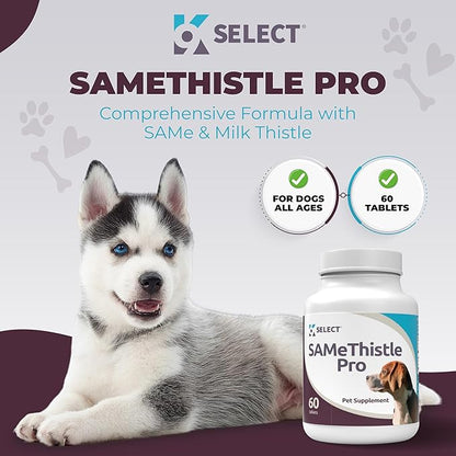 K9 Select SAMeThistle Pro –60 Tablets Liver Support for Dogs with SAM-e & Milk Thistle – Hepato Support for Dogs, Liver & Kidney Detox