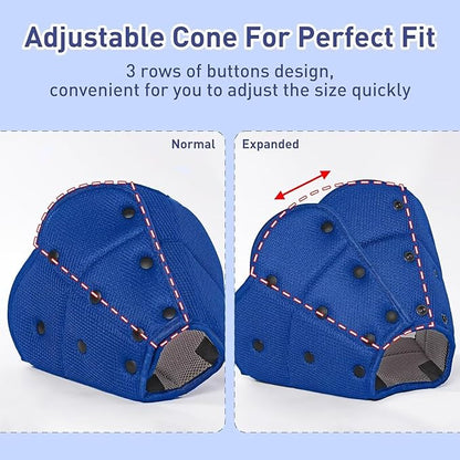 Soft Dog Cone Collar Alternative to Stop Licking,Comfort Recovery Collar for Large, Medium,Small Dogs,Cat,Adjustable Elizabethan Collar Alternative,Dogs Recovery Collar After Surgery,Blue,S