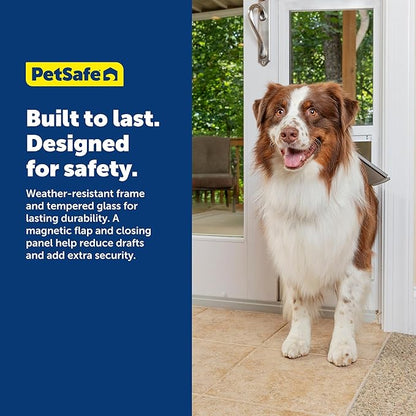 PetSafe Sliding Glass Pet Door - No-Cut DIY Install Doggy Door for Renters - Aluminum Frame - Adjustable Height 91 7/16" to 96" - Ideal for Large Dogs Up to 100 lb - White