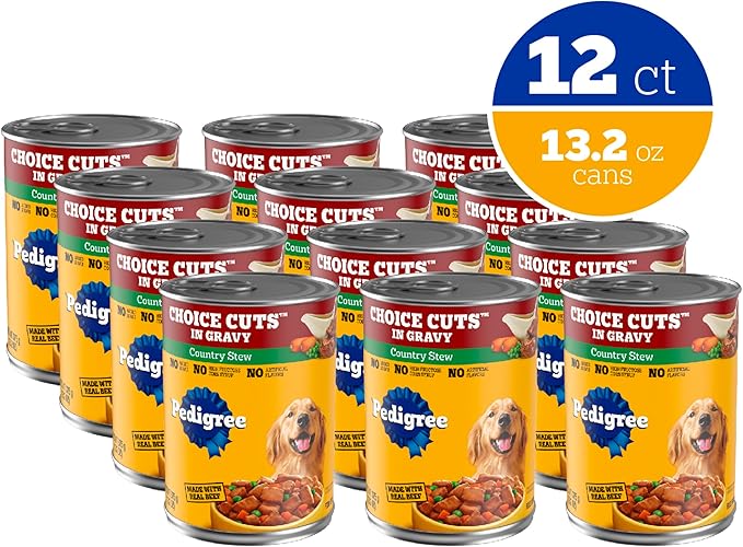 Pedigree Wet Dog Food, Choice Cuts Adult Canned Dog Food, Country Stew Flavor, 13.2 oz. Cans, 12 Count