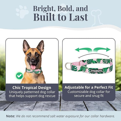 Lucky Love Dog Martingale Dog Collar & Leash - Adjustable, No-Slip, Durable, Comfortable, Soft Webbing, & Stylish Patterned Collar & Leash Set for Male and Female Dogs - Laguna Mart Combo, Large