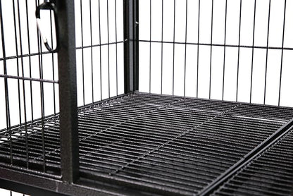 Homey Pet 31 Inch Two Tiers Heavy Duty Dog Crate Cage Kennel with Four Lockable Wheels, Removable Tray, Escape Proof Wire Drop Dog Crates for Small Dogs