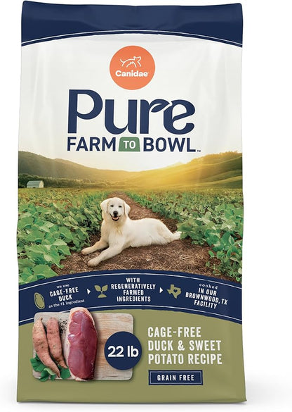 Canidae Pure Farm to Bowl Cage-free Duck & Sweet Potato, Adult, Grain-Free Dry Dog Food, 22lb