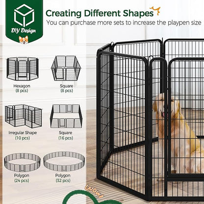 Yaheetech Dog Playpen, 40 Inch 8 Panels Heavy Duty Metal Pet Fence for Indoor Puppy Exercise Pen for RV Camping/Yard/Garden, Black