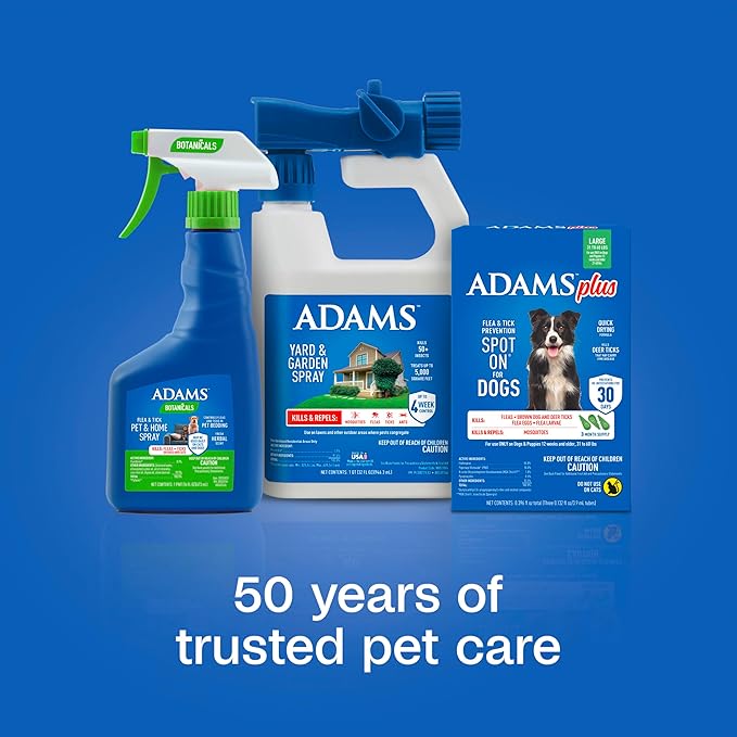 ADAMS Plus Flea & Tick Prevention Spot On for Dogs, Large Dogs, Kills Fleas & Ticks (Brown Dog/Deer Ticks), Kills and Repels Mosquitoes, Prevents Flea Infestations, 3-Month Supply, 3 Pack