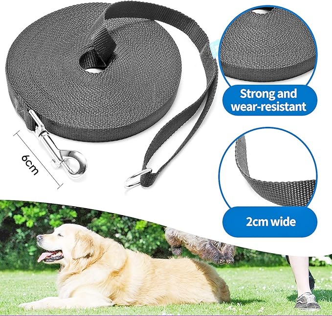 BAAPET 15/20/30/50/100 ft Long Dog Training Leash with Clickers for Small, Medium and Large Dogs or Cats (50 Feet, Black)