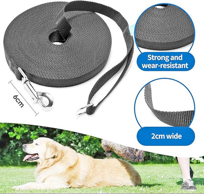 BAAPET 15/20/30/50/100 ft Long Dog Training Leash with Clickers for Small, Medium and Large Dogs or Cats (15 Feet, Black)