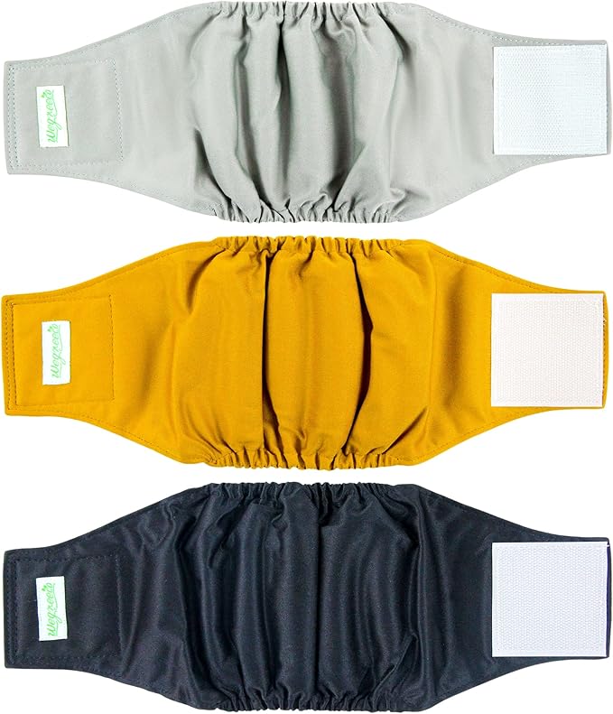 Wegreeco Washable Male Dog Belly Wrap - Pack of 3 - (Gold,Black,Grey,XX-Large)