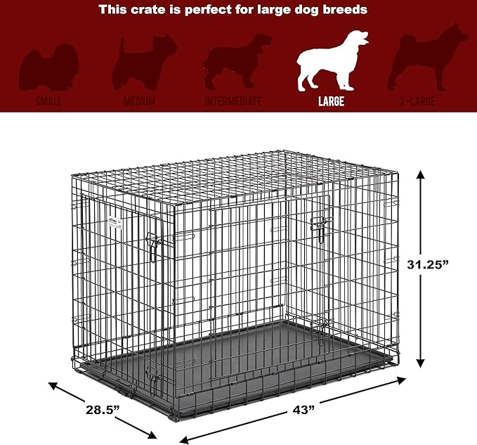MidWest Homes for Pets Ultima Pro Heavy-Duty 42-Inch Dog Crate, Ultra-Strong Steel Double Door Pet Cage for Large Breeds, Accessories Included