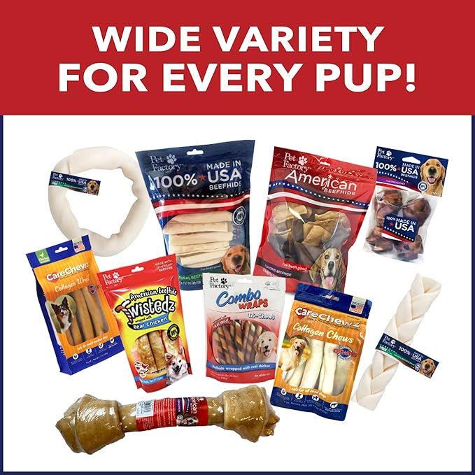 Pet Factory 100% Made in USA Beefhide Chip Rolls Dog Rawhide Chews,Thick,Dog Chews Long Lasting from American Cattle,Dog-Chew Bones,5 Inches,22 Count (Pack of 2)
