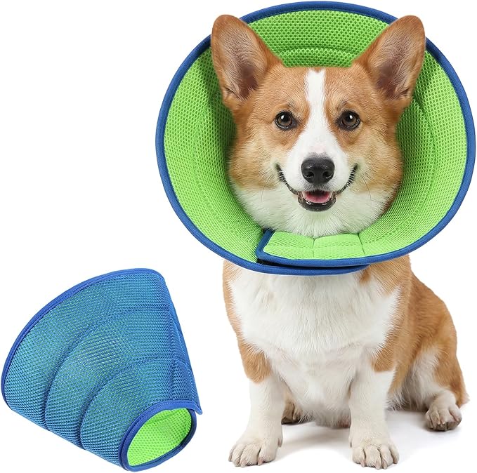 Soft Cone Collar for Dogs, Adjustable Breathable Cone Collar for Mild Care Small Dogs Fit Neck Size 11.8-13.8in, Post-Surgery Recovery E-Collar