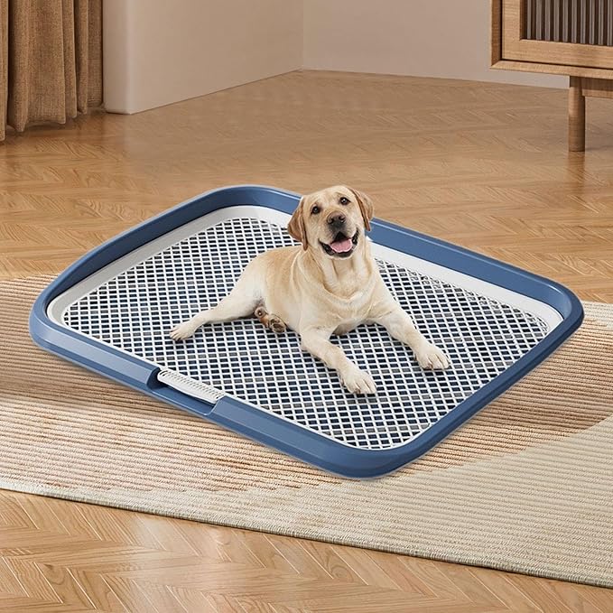Dog Toilet Puppy Pad Holder Supplies Non Slip with Column Dog Pee Holder Training Pad for Bunny Home Dorm Room, Navy Blue