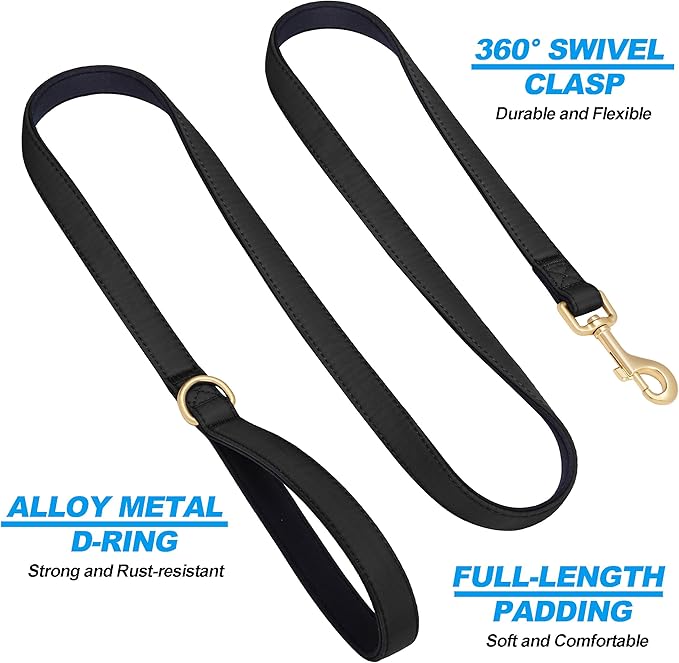 Didog Colorful Soft Padded Nylon Dog Collar & 5FT Dog Leash Set for Medium Dogs