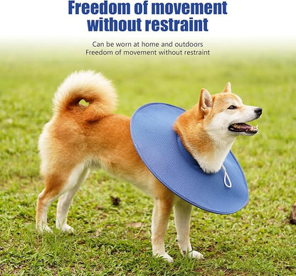 Dog Recovery Collar,Dog Soft Cone Collar Alternative After Surgery,Adjustable,Breathable E Collar for Large/Medium/Small Dogs Cats,Blue L