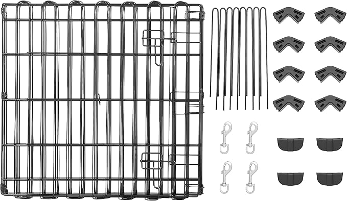 Amazon Basics Foldable Octagonal Metal Exercise Pen for Dogs, Indoor/Outdoor, Single Door, 8 Panels, 24" Height, Extra Small, Easy to Assemble, Black