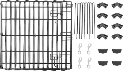 Amazon Basics Foldable Octagonal Metal Exercise Pen for Dogs, Indoor/Outdoor, Single Door, 8 Panels, 24" Height, Extra Small, Easy to Assemble, Black