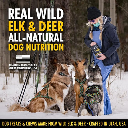 MOUNTAIN WILD Venison Jerky Training Treats for Dogs – Elk & Deer Meat Protein Dog Treat High-Value Reward – All-Natural, No Fillers, Grain-Free, No Artificial Preservatives – 8 oz (2 Pack)