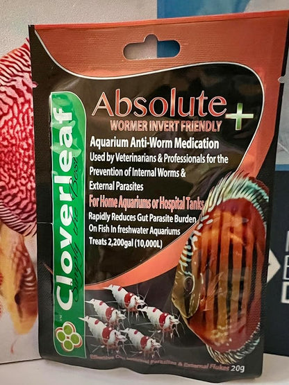 Absolute + Wormer Invert Friendly. Rapidly Reduces Gut Parasite Burden on Fish in Freshwater Aquariums. Prevention of Internal Worms and External parasites.