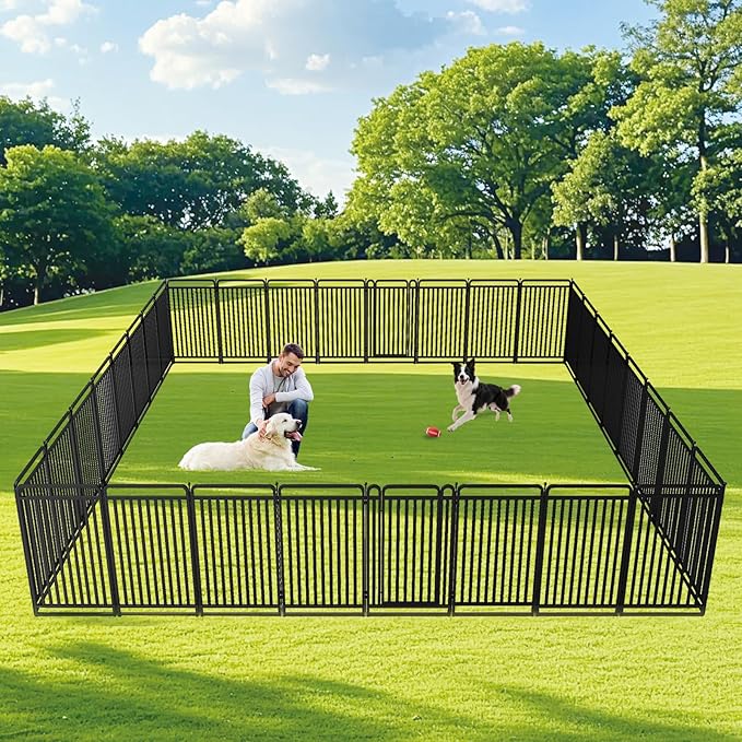 New Thickened Version Dog Playpen, 40 Inch Dog Fences for The Yard, Portable Outdoor Dog Playpen for Large/Medium/Small Dogs, Foldable Metal Dog playpen, with Doors (16 Panels, 40 Inch)