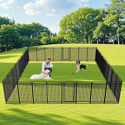 New Thickened Version Dog Playpen, 40 Inch Dog Fences for The Yard, Portable Outdoor Dog Playpen for Large/Medium/Small Dogs, Foldable Metal Dog playpen, with Doors (16 Panels, 40 Inch)