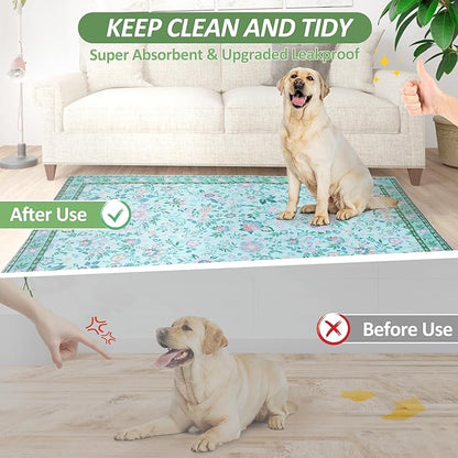 Washable Pee Pads for Dogs, 2 Pack Super Absorbent Reusable Puppy Pads with Colorful Flowers Patterns for Potty Training, Floor, Couch, Bed, and Crate,24"x 36"